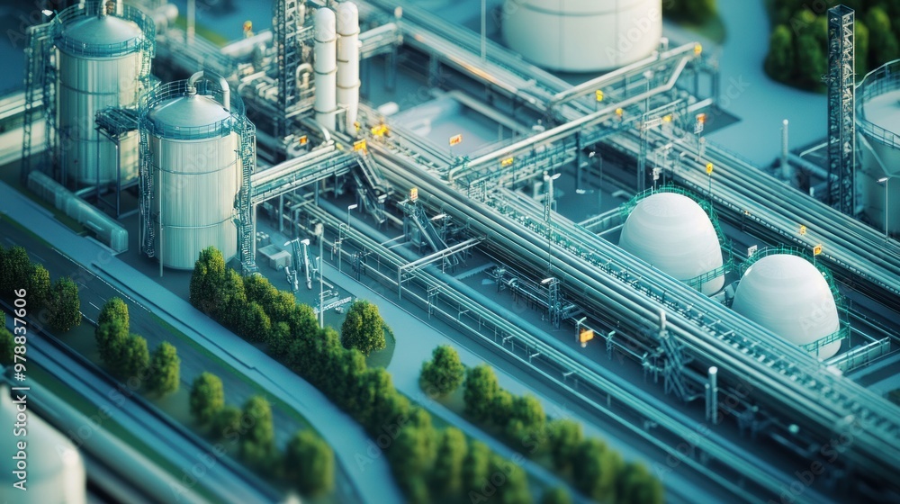 Poster a natural gas delivery system with pipelines and storage tanks working in tandem to ensure gas is de