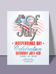 American Independence Day invitation card.
