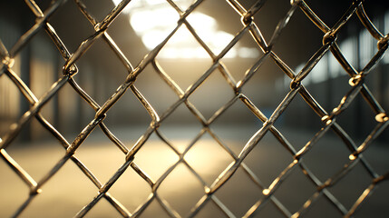 Fototapeta premium Chain-Link Fence Surround the stage with light entering from above