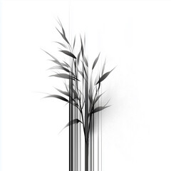 Fototapeta premium Sketch for tattoo of reeds, minimalistic line art of reeds with a high-tech twist, featuring sleek, modern details and abstract digital accents, all on a 100% white background