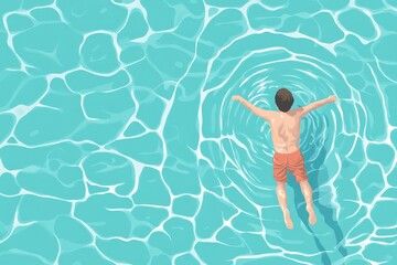 Women performing watsu therapy in the shallow water of an exotic island - scenic view from drone. Beautiful simple AI generated image