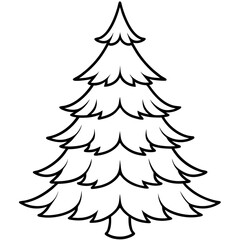 Obraz premium fir tree outline coloring book page line art drawing