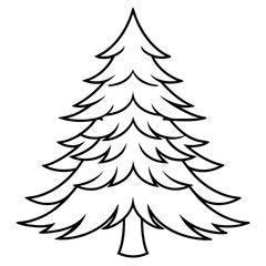 Fototapeta premium fir tree outline coloring book page line art drawing