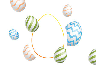 Colorful Easter Eggs Decorated Blank Oval Shape Frame for Your Message.