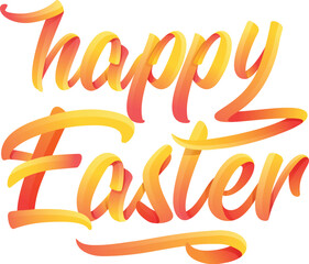 Gradient Orange Happy Easter Font on White Background.