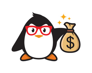 penguin mascot character design vector