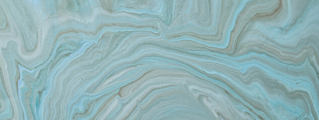 Abstract fluid art background gray and blue colors. Liquid marble. Acrylic painting with cerulean gradient