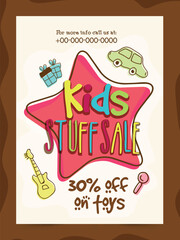 Kids Stuff Sale flyer, template design with special offer promotion.