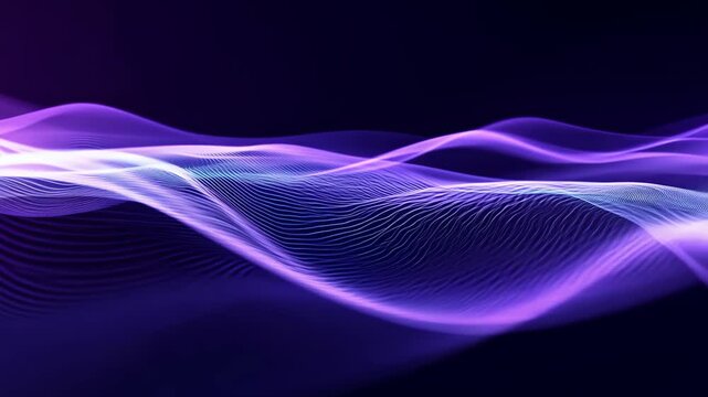 Vibrant abstract wave patterns in purple and blue showcase flowing lines that evoke depth and movement. Ideal for tech projects, backgrounds, and artistic designs, enhancing creativity.
