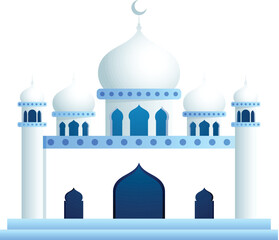 Beautiful Blue and White Mosque Element in Flat Style.