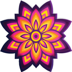 Isolated Beautiful Pink and Yellow Flower Element Vector.