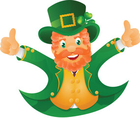 Cartoon Character of Happy leprechaun man Vector Illustration.