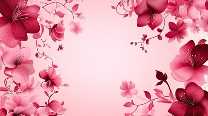 A vibrant pink floral border design, with swirling vines and blossoms framing the edges, creating a cheerful and elegant look.