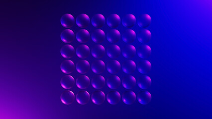 3d render, abstract neon gradient background with colorful glass balls row or iridescent bubbles