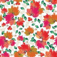 Black seamless floral pattern background.