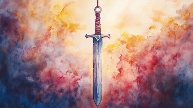 watercolor illustration of damocles dagger