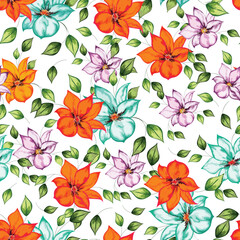 Beautiful seamless floral pattern with watercolor effect.