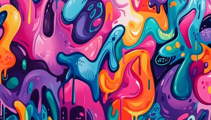 Fototapeta premium A digital illustration of multicolored and vibrant graffiti art