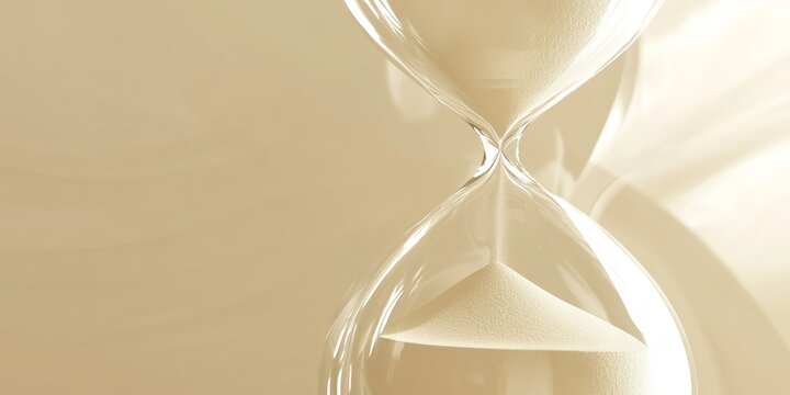 Elegant Close-up of Sand Timer in Minimalistic Beige Tones
