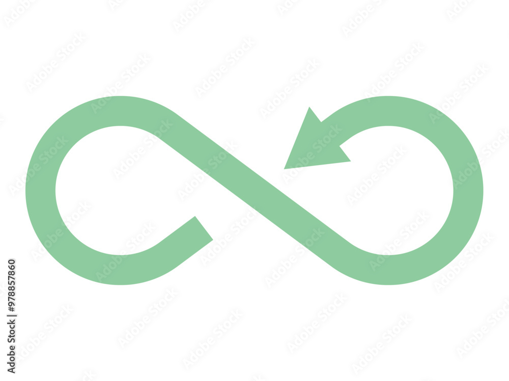 Poster infinity symbol icon with arrow. concept of infinite, limitless and endless. simple flat vector desi
