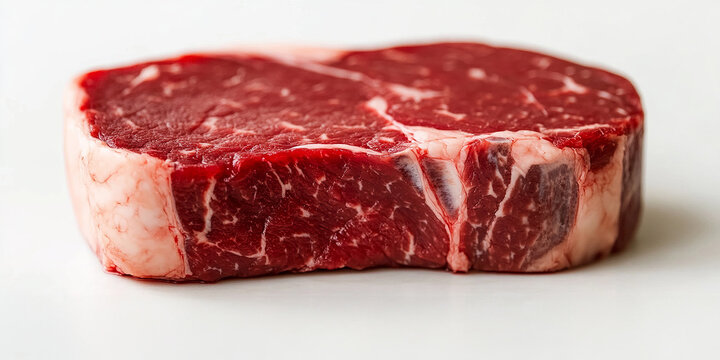 High-Quality Raw Ribeye Steak on a White Background