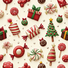 Christmas pattern background. Generative AI.