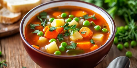 Delicious Hearty Vegetable Soup with Fresh Ingredients