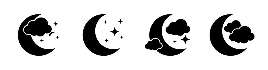 Moon set icons. Silhouette style. Vector icons. © Coosh448