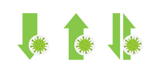 Microbe meter set icons. Flat style. Vector icons.