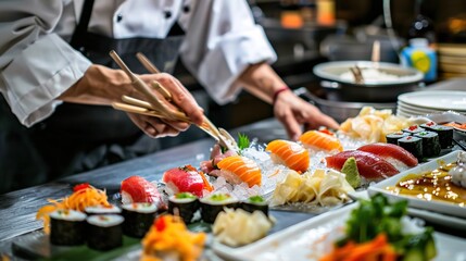 Obraz premium Sushi making japanese