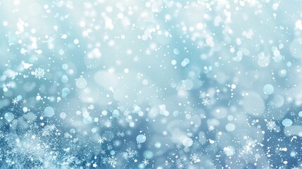 Obraz premium Serene Winter Scene with Snowflakes and Blue Bokeh Background Creating a Tranquil Atmosphere