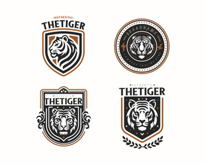 Naklejka premium Set bundle vintage badge wild tiger logo for business company