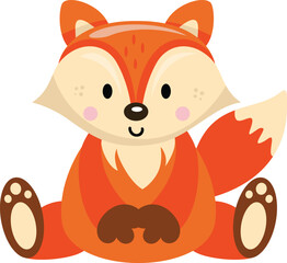 Cute fox sitting isolated on white