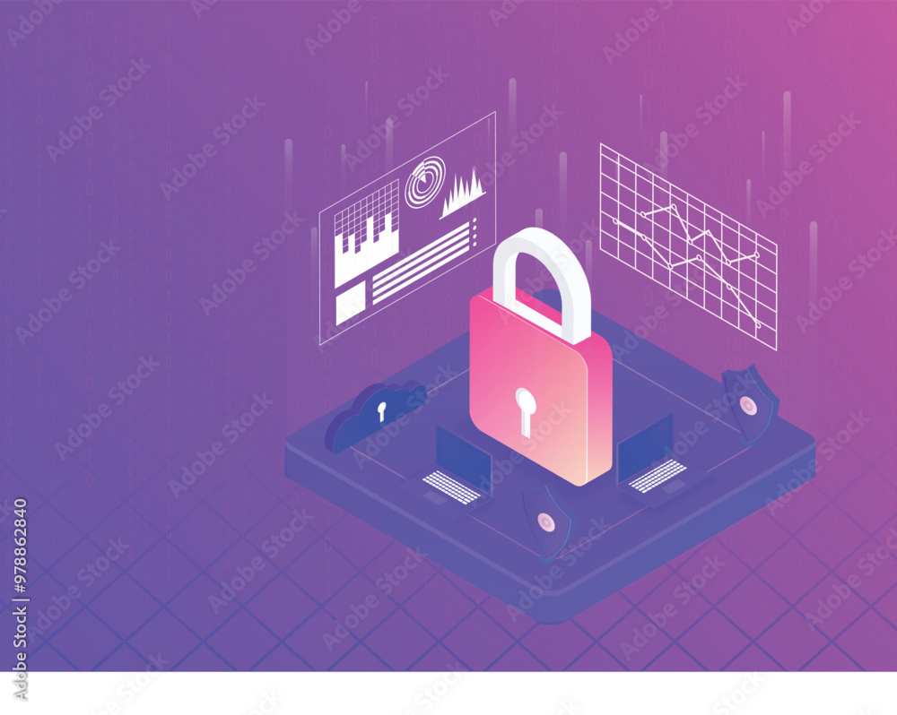 Poster technology security concept. data cyber security background.