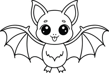 Adorable Cartoon Bat with Spread Wings