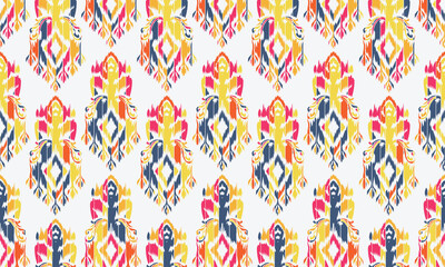 Traditional ethnic motifs ikat fabric pattern. Ikat embroidery Ethnic oriental.for background or tapestry, designing patterns, textiles, batik, curtains, clothing or decorations. Vector illustration.