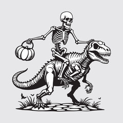 Fototapeta premium A Skelaton Riding On A Zoobie Dinasaur