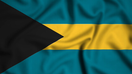 Bahamas flag waving in the wind background illustration, silk
