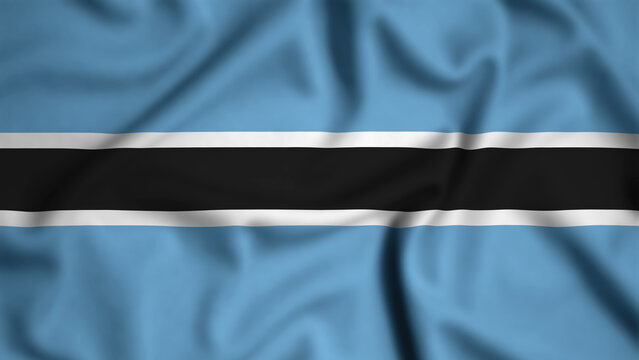 Botswana flag waving in the wind background illustration, silk