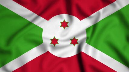 Burundi flag waving in the wind background illustration, silk