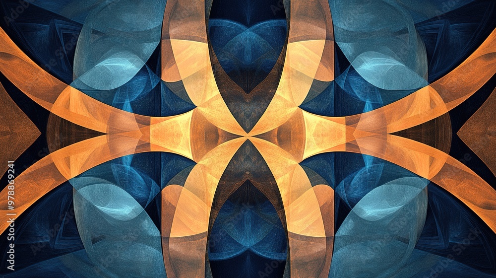 Poster a modern abstract design featuring symmetrical geometric patterns