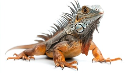 Obraz premium Green Iguana with Orange and Gray Coloration