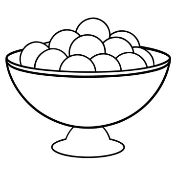 recommend clip art: ice cream balls in bowl outline coloring book page line art drawing