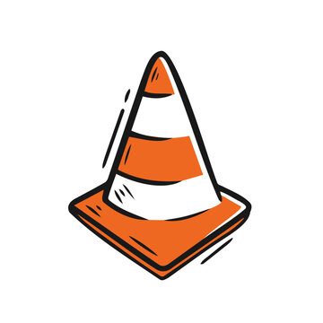 recommend clip art: hand drawn, doodle sketch style illustration of traffic cone