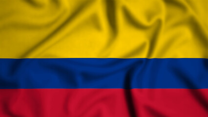 Colombia flag waving in the wind background illustration, silk