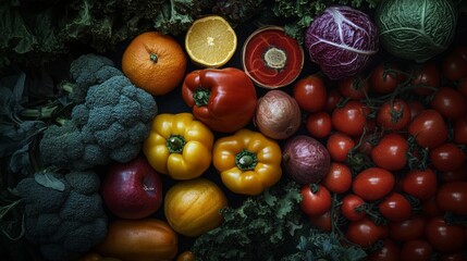 Highlight the essence of World Food Day with a vibrant and authentic image of diverse, fresh produce arranged beautifully, emphasizing global food diversity and the importance of nourishing the world 