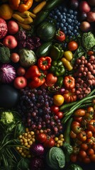 Highlight the significance of World Food Day with a vivid, real-life image of diverse, fresh foods from around the world, beautifully arranged to emphasize global unity in the fight against hunger 