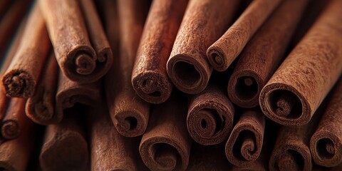 Close-Up of Aromatic Cinnamon Sticks in Warm, Earthy Tones