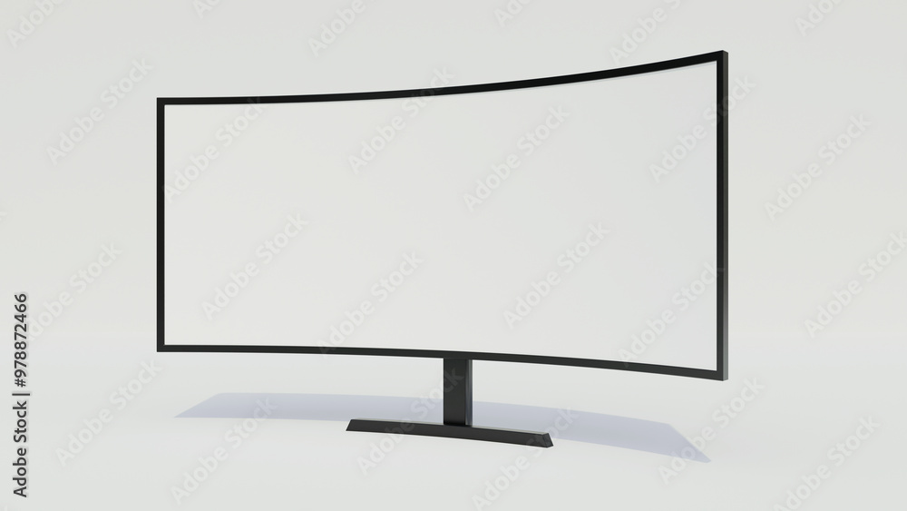 Poster ultra widescreen computer monitor mock up on isolated background. blank screen monitor mock up. tele