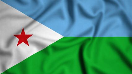 Djibouti flag waving in the wind background illustration, silk
